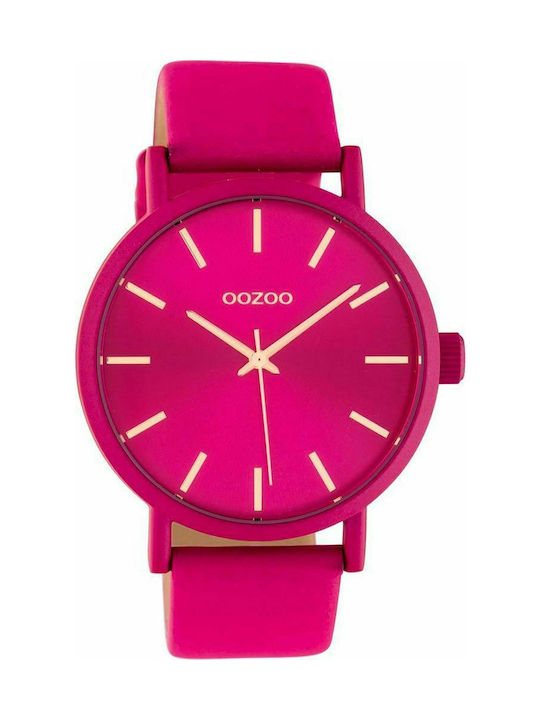 Oozoo Timepieces Watch with Fuchsia Leather Strap