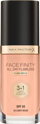 Max Factor Facefinity All Day Flawless 3-in-1 Machiaj lichid SPF20 32 bej deschis 30ml