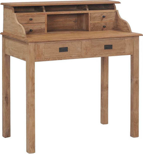Secretary Desk made of Solid Wood Beige 90x50x100cm