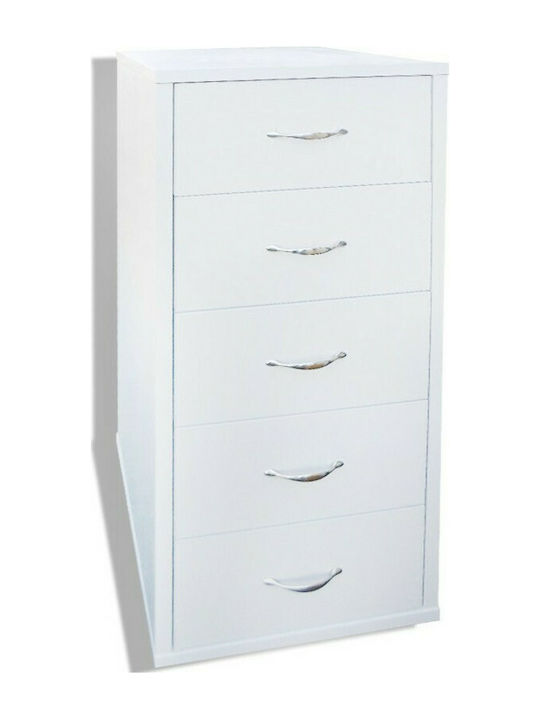 Drawers Storage with 5 Drawers White L50xW45xH115cm