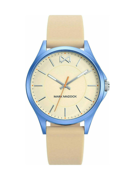 Mark Maddox Shibuya Watch with Beige Leather Strap