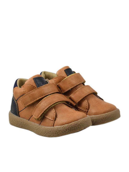 Austin Anatomical Leather Kids Boots with Velcro Tabac Brown