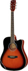Harley Benton Semi-Akustik Akustikgitarre D120CE Ausschnitt Braun / Sunburst