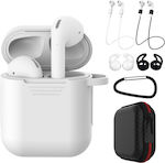 Σετ Θήκη & Anti-Lost Strap σε Λευκό χρώμα για Apple AirPods 1 / AirPods 2