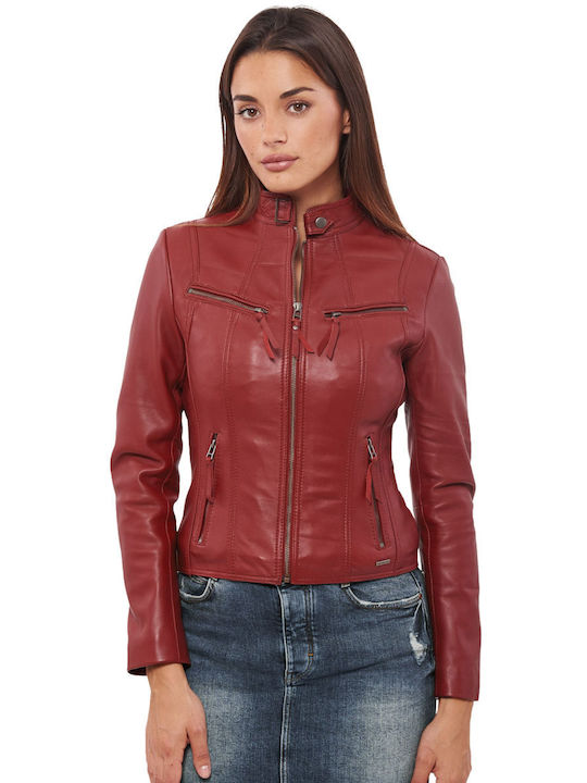 NEPHELE SHEEP RED - AUTHENTIC WOMEN'S RED LEATHER JACKET