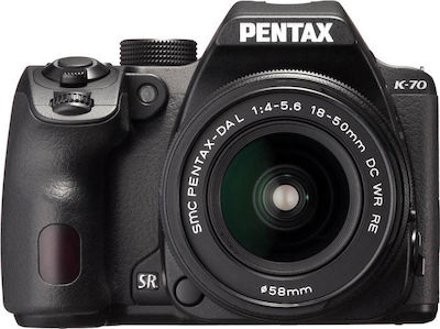 Pentax DSLR Φωτογραφική Μηχανή K-70 Crop Frame Kit (HD DA 18-50mm F4-5.6 DC WR RE) Black