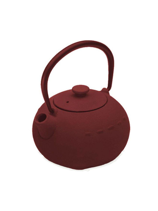 Dinox Cast Iron Teapot with Filter Red 400ml
