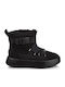 Classic Boom Buckle Suede Women's Ankle Boots with Fur Black