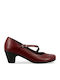 Parex Anatomic Leather Burgundy Medium Heels with Strap