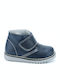 Lederne Kinderstiefeletten mit Klettverschluss Marineblau