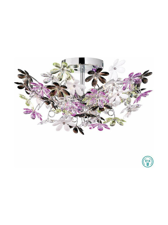 Trio Lighting Flower Πλαφονιέρα Οροφής 51εκ. Πολύχρωμη με Ντουί E14