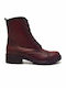Leather Women's Ankle Boots Burgundy