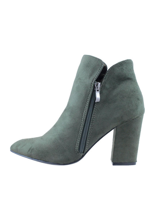 Envie Shoes Suede Γυναικεία Μποτάκια Αστραγάλου Πράσινα