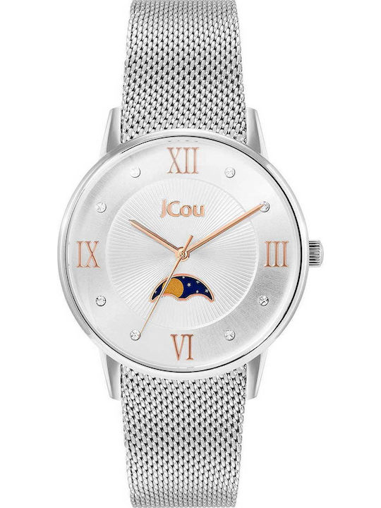 Jcou Cynthia Дамски Часовник 36mm Кварцов със Сребриста Метална Верижка