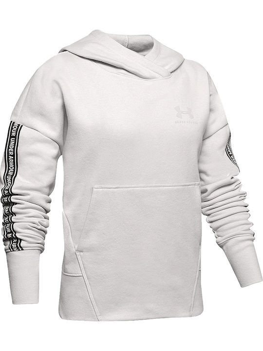 Under Armour Kids Fleece Sweatshirt with Hood and Pocket White Sportstyle
