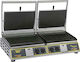 Roller Grill Panini Double Premium Commercial Double Sandwich Maker with Cast iron Ribbed Top and Ribbed Bottom 6800W