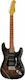 Harley Benton ST-70 Elektrische Gitarre Stratocaster mit HSS Tonabnehmerkonfiguration Schwarz