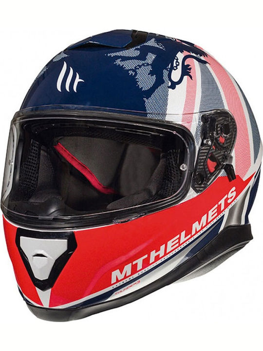 MT Thunder 3 SV Kingdom A1 Glanz Perlmutt Weiß Motorradhelm Vollgesicht DOT / ECE 22.05 Gewicht (+/-50 gr) mit Sunvisor