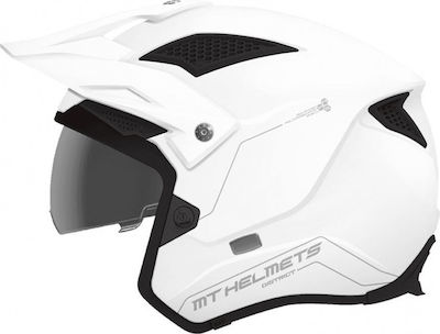 MT District SV Solid A0 Pearl White Motorradhelm Jet DOT / ECE 22.05 1200gr MTH000KRA304