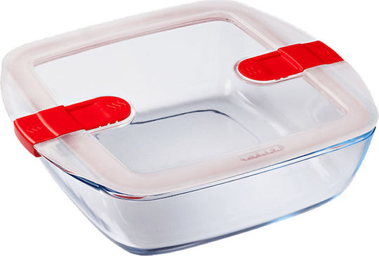 Pyrex Microwave Glass Lunch Box Cοοk & Heat Red 1000ml