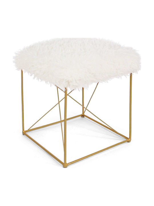 Stool For Living Room Upholstered with Fabric White 41x41x41cm