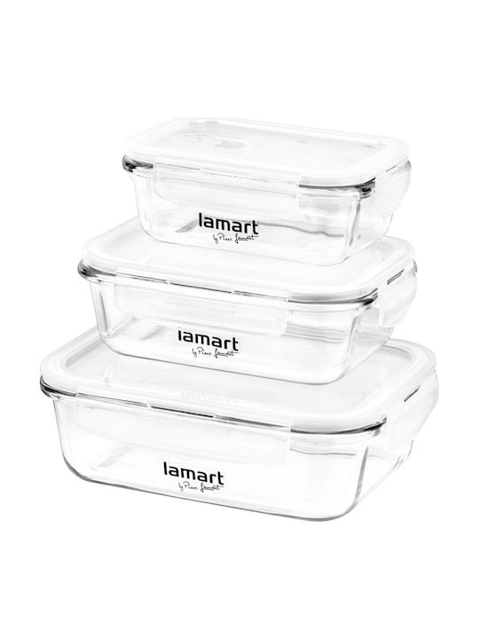 Lamart Δοχείο Φαγητού Γυάλινο Διάφανο Κατάλληλο για Φούρνο Μικροκυμάτων 3τμχ