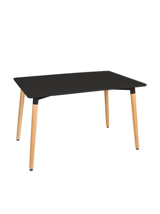 Leandro Table Kitchen Wooden Black 120x80x75cm