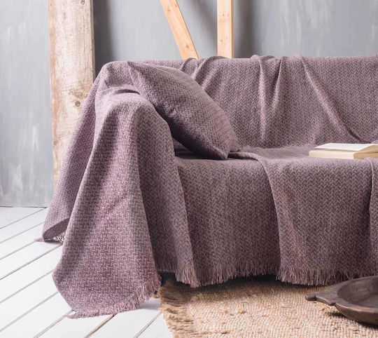 Rythmos Vanda Zweisitzer-Sofa Überwurf Chenille 180x240cm 04 Lila