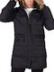 Women's Short Puffer Jacket for Winter with Hood Black