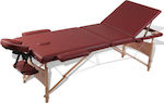 vidaXL Massage Bed 3 Θέσεων 186x68cm Burgundy