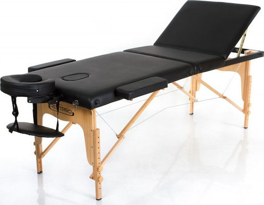Rest Pro Classic 3 Pat Masaj și Fizioterapie Portabil/Pliabil Negru din Lemn 192x70cm