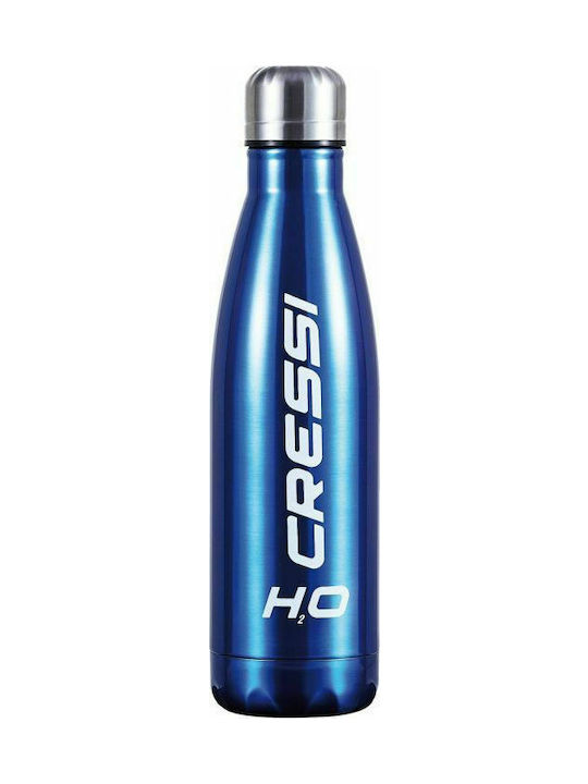 CressiSub H20 Stainless Steel Water Bottle 500ml Blue