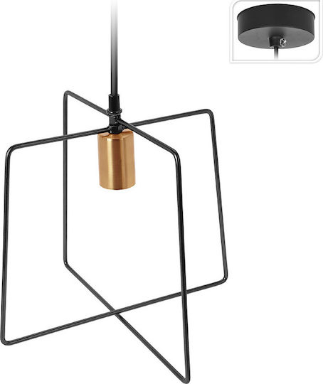 Double Square Pendant Light Black with Socket E27 31.5cm