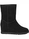 Suede Medium Heel Women's Boots with Fur Classic Femme Short Black