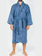 Flamingo Fresh Men's Collar Bathrobe Blue 450gr/m²