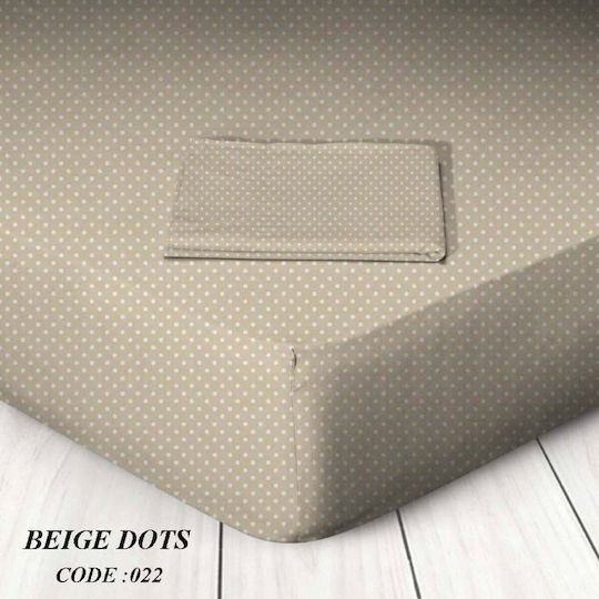 Marwa Dots Σεντόνι Ημίδιπλο με Λάστιχο 120x200+25εκ. Beige Dots 022