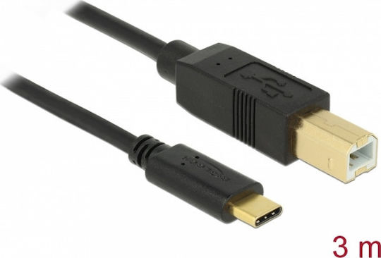 DeLock USB 2.0 Cable USB-C male - USB-B Μαύρο 3m 83666