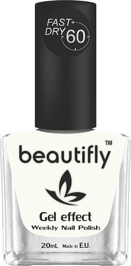 Beautifly Glossy Βερνίκι Νυχιών Μακράς Διαρκείας Quick Dry 200 Idle White 20ml