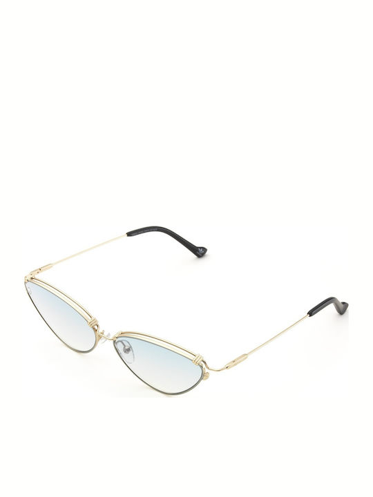 adidas Women's Sunglasses with Gold Metal Frame and Light Blue Gradient Lens AOM012-120032