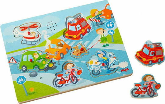 Ξύλινο Παιδικό Puzzle Σφηνώματα Clutching In the city για 3+ Ετών 6pcs Haba