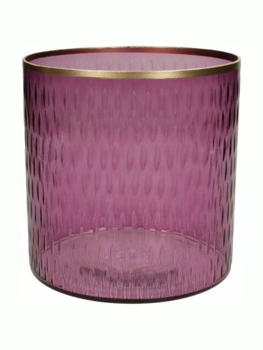 Zaros Candle Holder suitable for Tealights Glass in Purple Color 16x16x16cm 1pcs