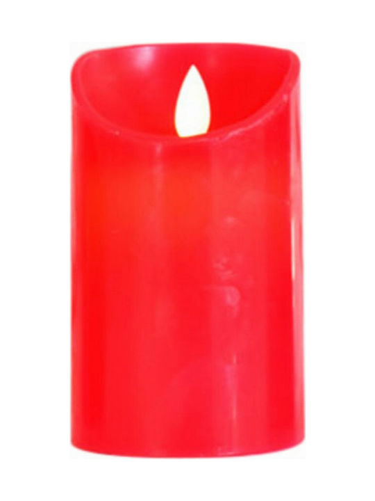 Eurolamp Decorative LED Candle with Flame Movement Battery 7.5x13cm Decorative Lamp Wax Polish Red