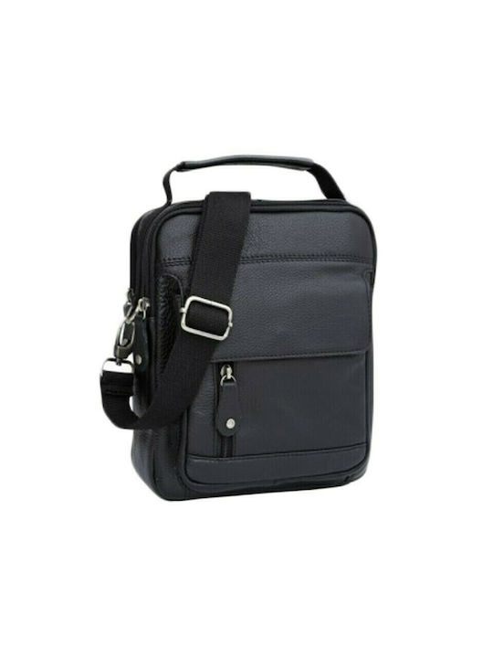 Leather men's crossbody bag 3122 Black V-store