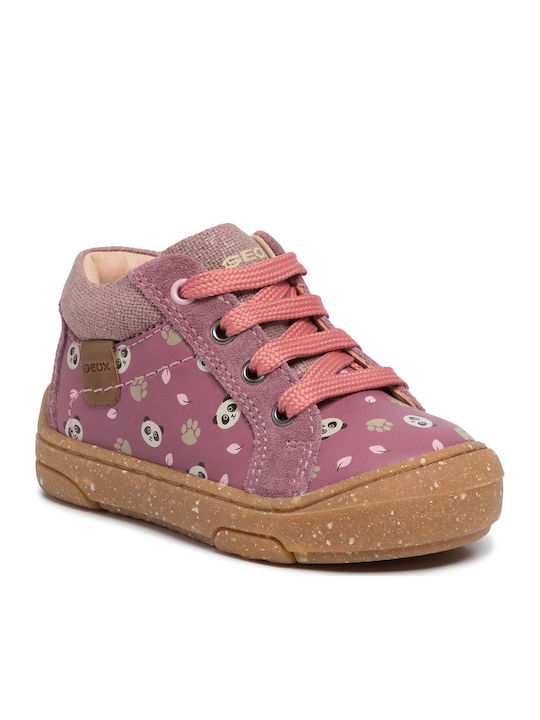 Geox Jayj G. A Kids Anatomic Boots with Lace Pink