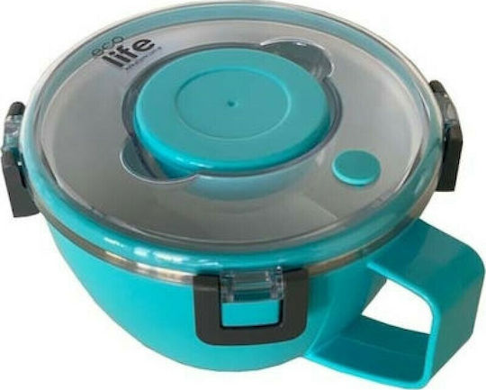 Ecolife Recipient Rotund Termos Inox Cu Perete Dublu Albastru Cu Compartimente 850ml
