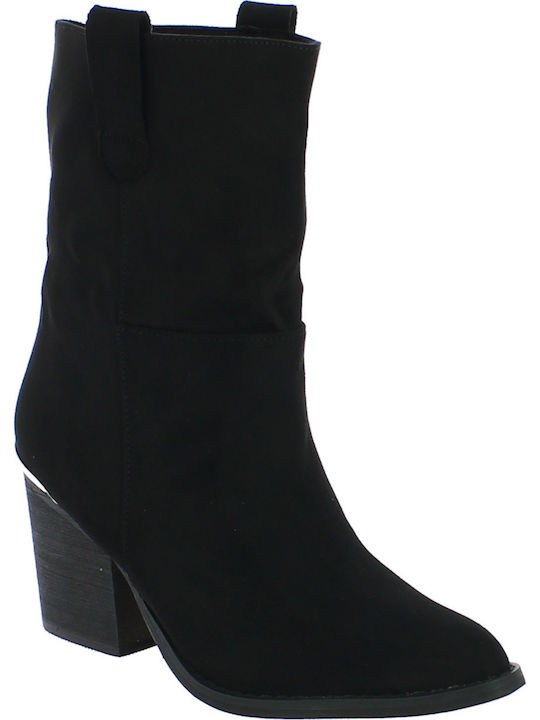 18.107.C9759 Suede Women's Ankle Boots with Medium Heel Black