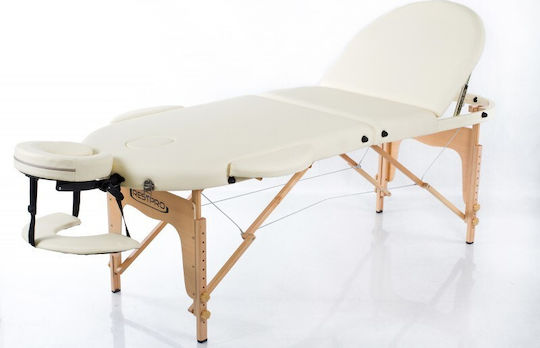 Rest Pro Classic Oval 3 Wooden Portable/Folding Ecru Massage and Physiotherapy Bed 192x71cm