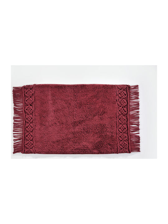 Down Town Home Πατάκι Μπάνιου Βαμβακερό Macrame 60-0138 Κόκκινο 50x80εκ.