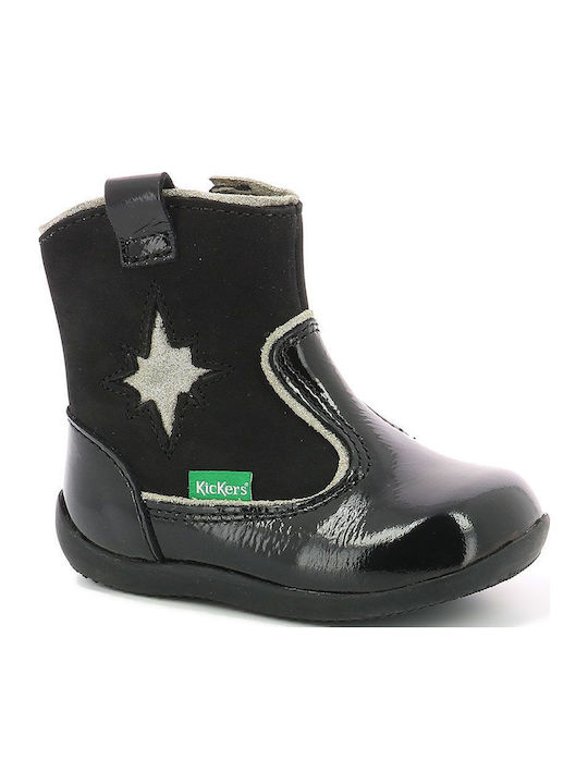 Biboots Ανατομικά Δερμάτινα Παιδικά Μποτάκια με Φερμουάρ Μαύρα