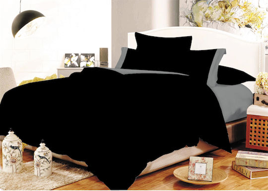 Le Blanc Cotton Line Σετ Σεντόνια Μονά 160x240εκ. Μαύρο Γκρί (3τμχ)